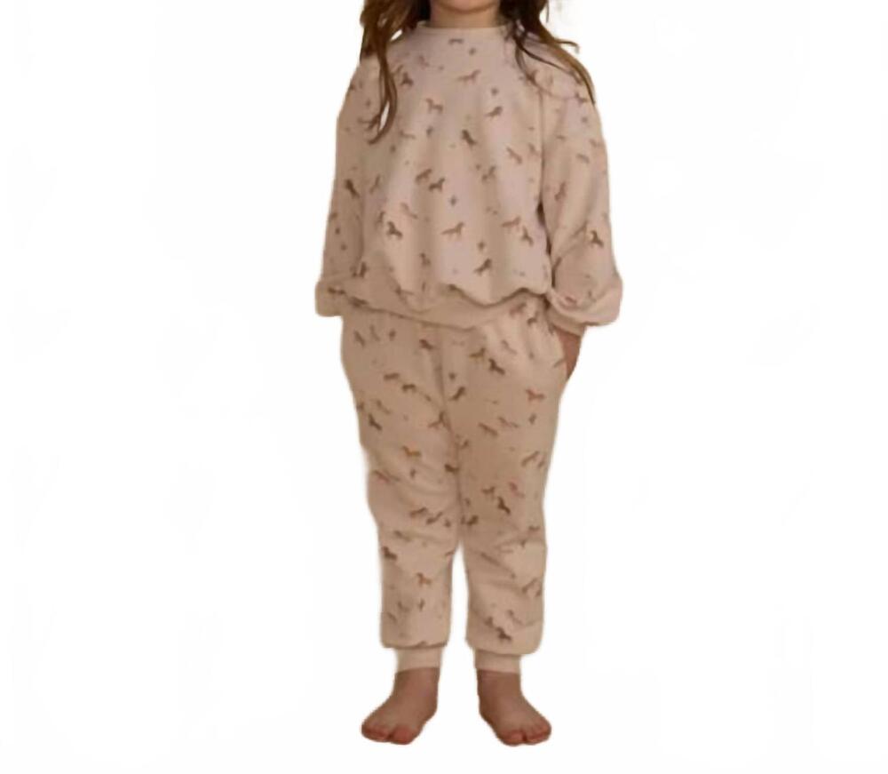 NEW RYLEE + CRU girls horses jogger sweatpant in soft neutral
